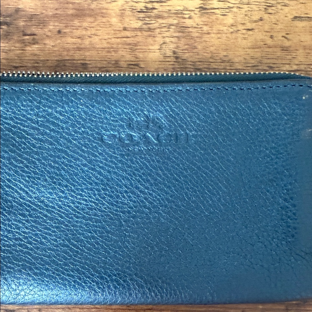 Coach Navy Leather Wristlet - Picture 2 of 9